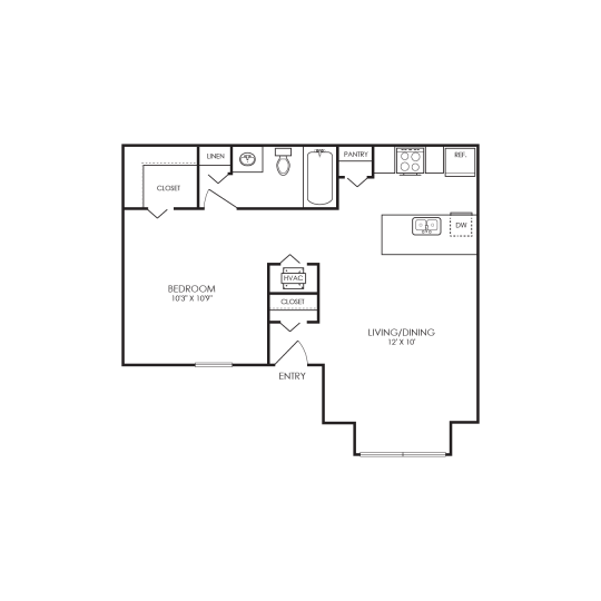 floor plan for a two bedroom apartment at The  Marley