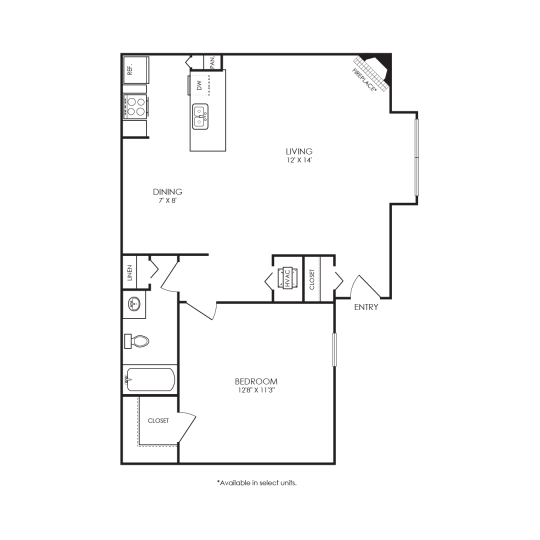 the floor plan for a two bedroom apartment at The  Marley